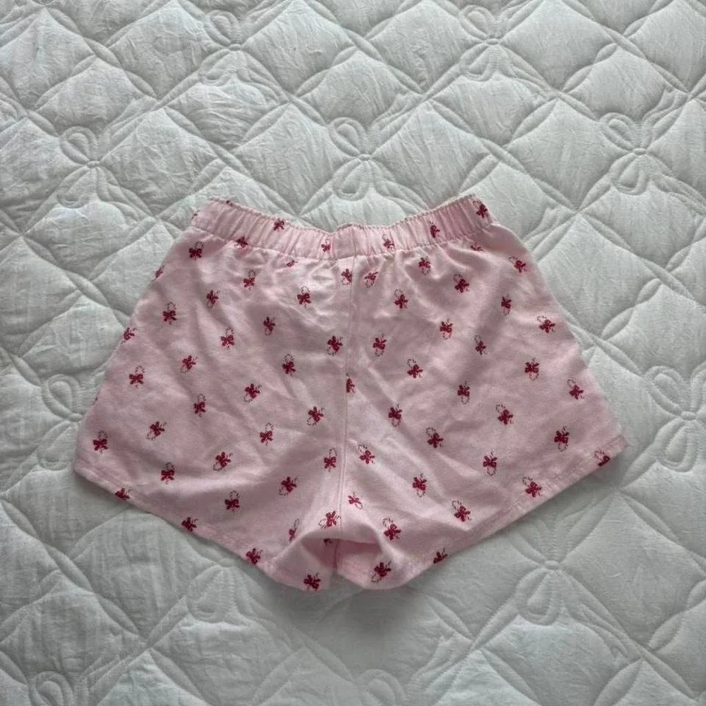 pink‎ hollister pj Christmas candy cane shorts with bow